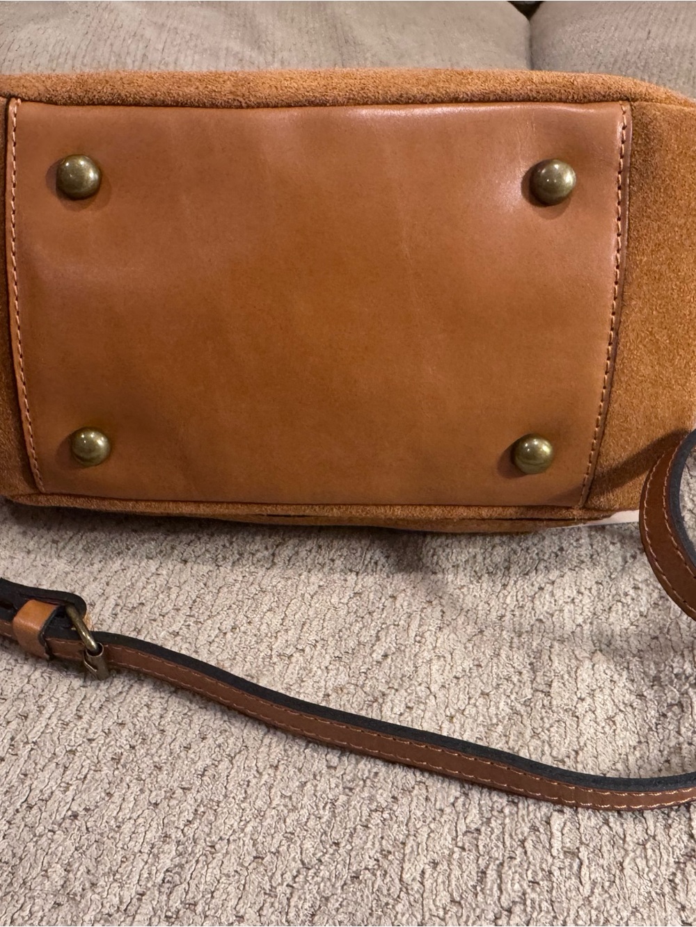 Suede Kiss-Lock Patricia Nash Crossbody Bag in Caramel - Picture 7 of 11